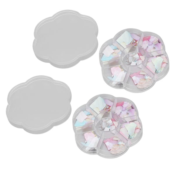 2 lådor nagelsnäcksskivor Olika former Färger Manikyr Glitter Art Dekorationer för nagelsalong