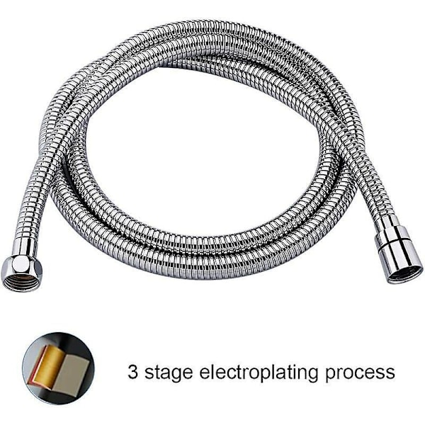Universell duschslang (1,5 m), anti-twist och anti-vrid duschslang, rostfritt stål/krom