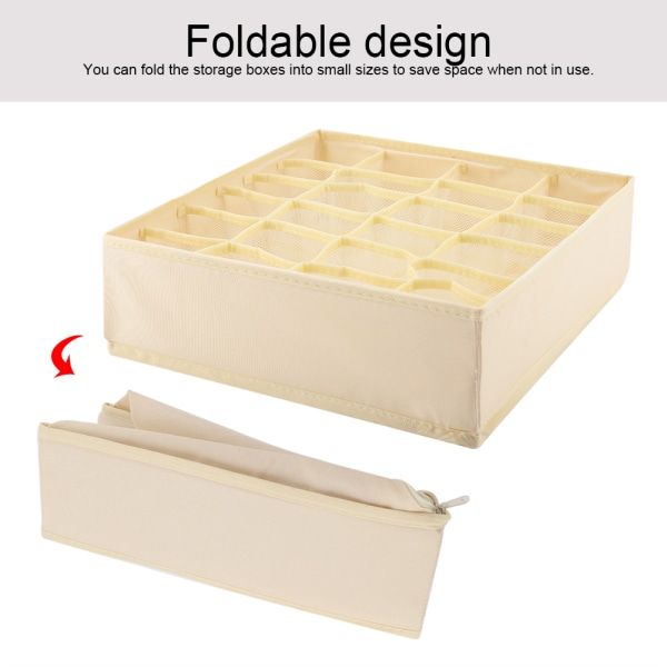 Undertøj Divider Skab Organizer BH Slips Sokker Container Opbevaringsbokse Beige