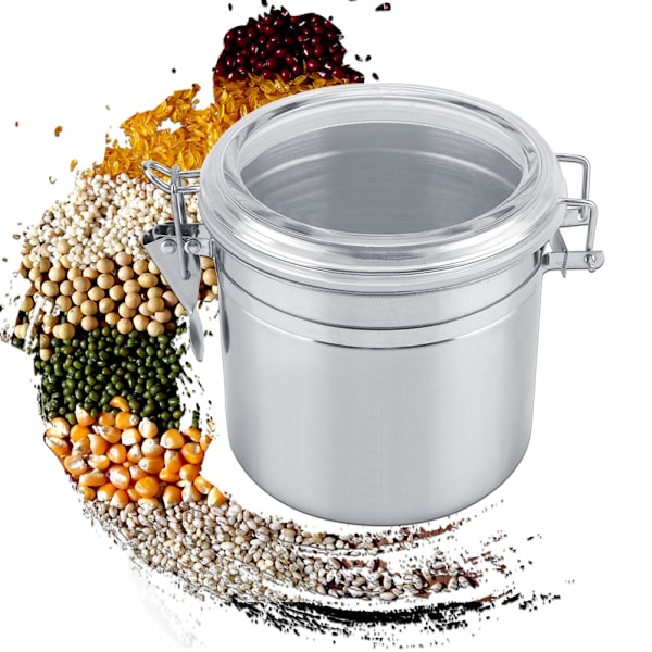 Rostfritt stål kaffeförvaringsbehållare vakuumförseglad förvaringsburk för socker te bönor (1100 ml)