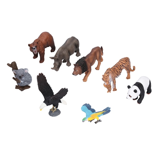 8 st vilda djur figurer leksaker plast djungel djur leksaker set med tiger koala panda ara eduactional leksaker
