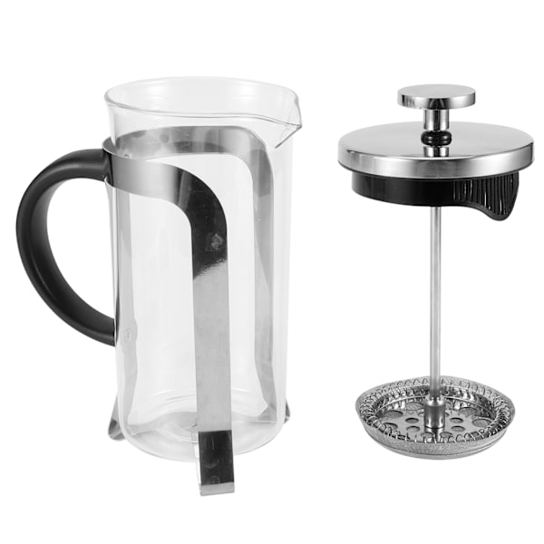 Kaffe- och tepress i glas med hög temperaturbeständighet, 350 ml, silver