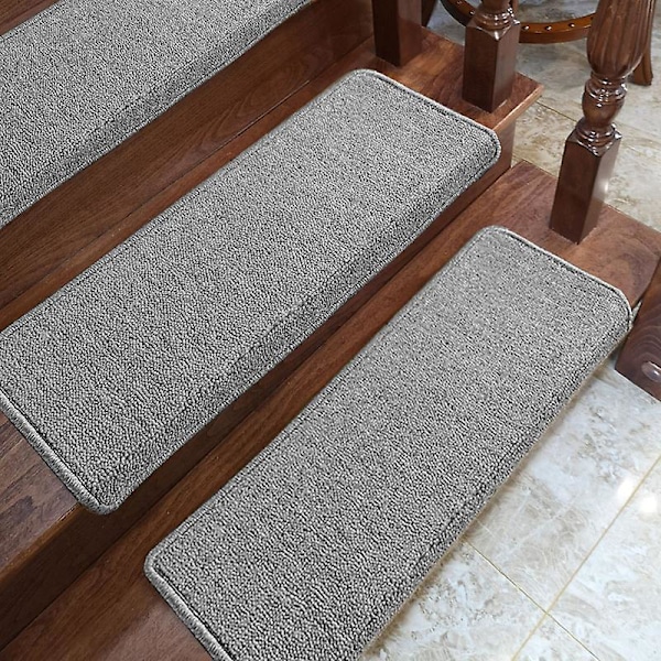 65*24*3 cm Trappsteg - Set med 2 trappstegsmattor - Självhäftande trappmatta - Halkskyddsmatta för inomhusbruk, Halvrund halkskyddslist, Brun, Polypropen