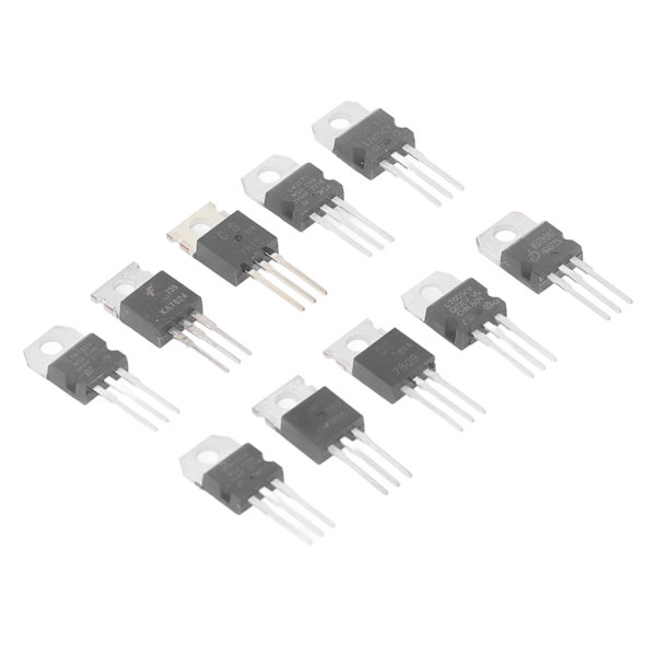 50 st transistorkit TO 220 serie LM317T L7805 L7806 L7808 L7809 L7810 L7812 L7815 L7818 L7824 10 värden sortiment