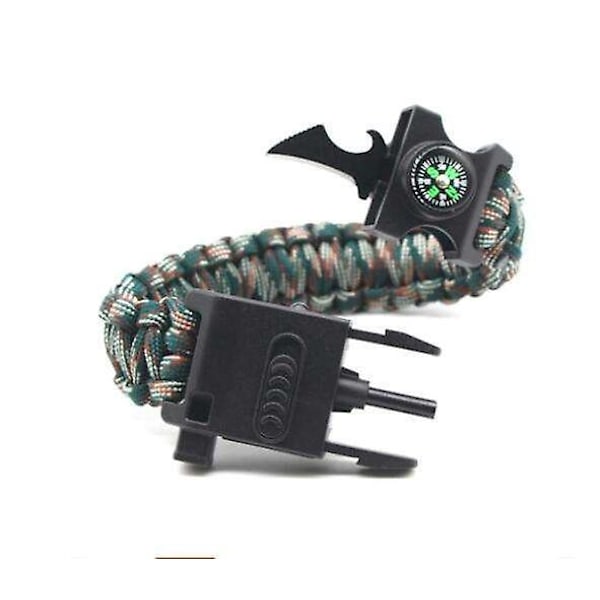 Överlevnadsarmband Kit med SOS LED-lampa Kompass Visselpipa 2 st Justerbar Utrustning för Camping Vandring Fiske