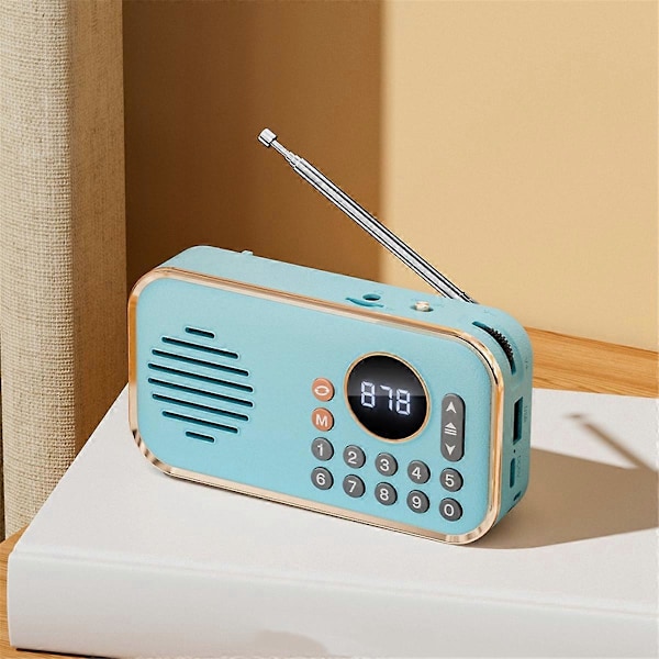 FM Radio uppladdningsbar liten trådlös Bluetooth-högtalare blå