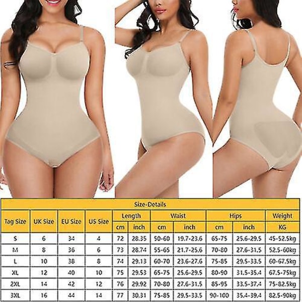 Slankende Sort Full Body Shaper Kvinders Sømløs Mavekontrol Shapewear 3XL