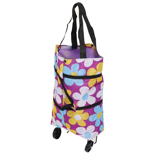Sammenklappelig Trolley Taske Foldbar Indkøbspose Lærred Multifunktionel Indkøbspose med Hjul til Ældre Type1