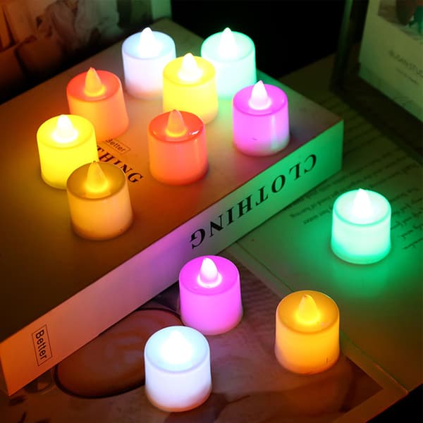 24 STK Elektrisk Flammefritt LED-lys Gjenbrukbart Flere Lysmoduser Stearinlys med 2 Knappebatterier for Fest Rød