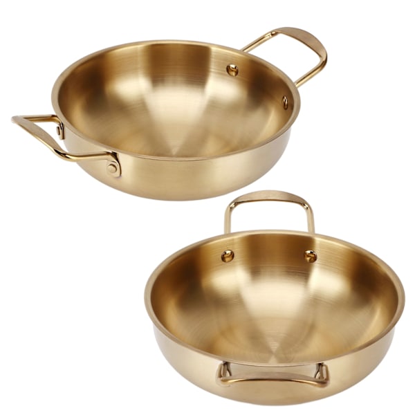 Guld koreansk Ramen-gryta Nudelgryta i rostfritt stål Bärbar köksgryta för hushåll 18cm / 7.1in