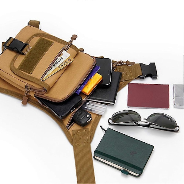Herre Canvas Lårlommeveske Midjeveske Multifunksjonell Slitesterk Justerbar Spenne Fanny Pack Stor Kapasitet Utendørs Verktøyveske Zekai khaki