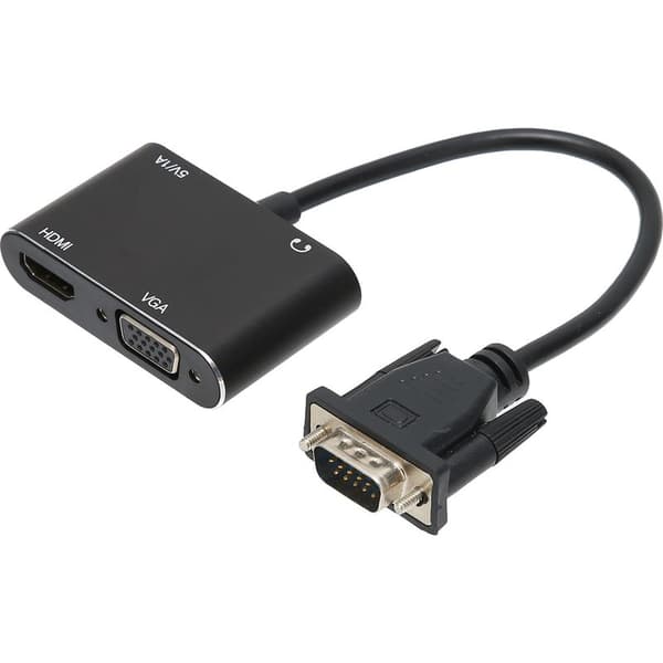 VGA til HDMI-adapter med lydutgang, videokonverter for PC-skjerm