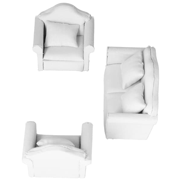 1:12 Dukkehuss Mini Sofa Ren Hvid 3 Dele Sofa Sæt Mini Stue Møbler Modeller Hvid