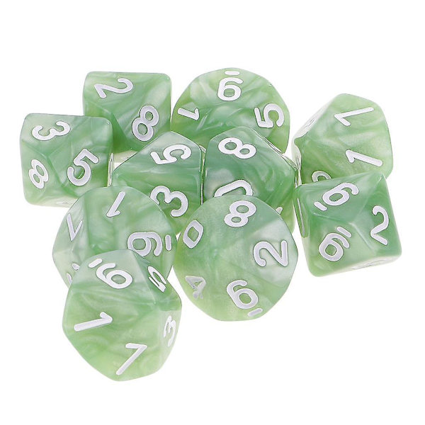 10 kpl 10-sivuista noppaa D10 Monitahoiset nopat Dungeons and Dragons -peliin Vihreä