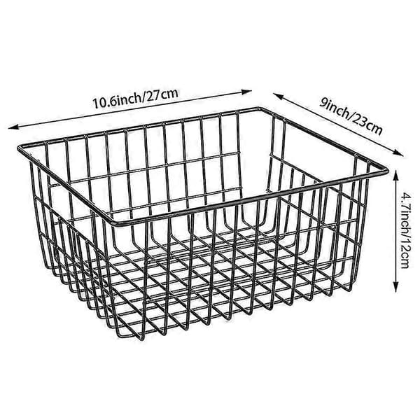 Metal Wire Storage Baskets for Freezer and Refrigerator, 4-Pack Food Storage Baskets with Built-in Svart