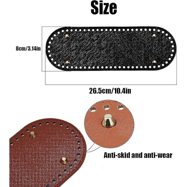6-delt sæt med 30x10 cm taskebunde i hæklet PU-læder til gør-det-selv-strik og skuldertasker