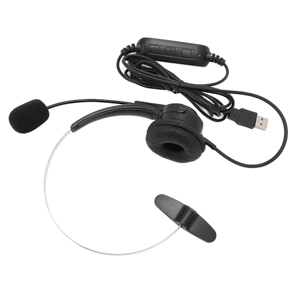 USB-headset med mikrofon, støjreduktion og volumenkontrol til forretningsmøder, Skype, telefonopkald, callcenter og kontor