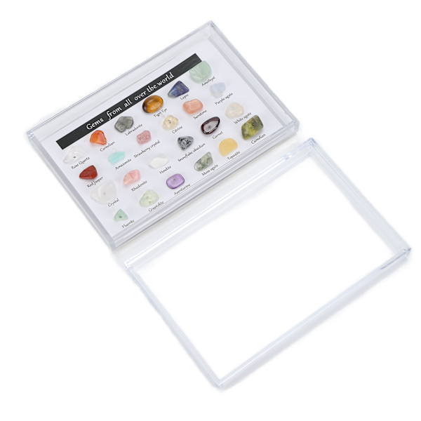 24 sorters Crystal Ädelstenar Chakra Stone Healing Crystal Stone Kit med låda för samlare