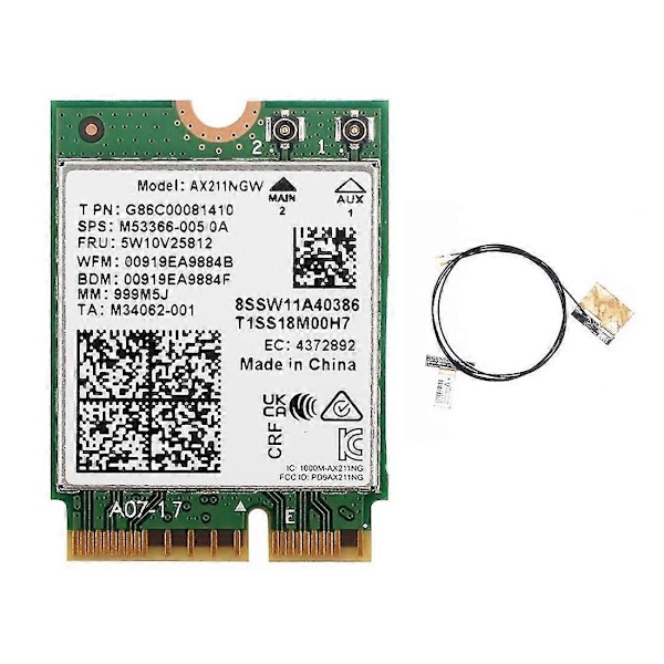 WiFi 6E AX211NGW Tri Band 2.4G/5G/6Ghz Trådløst Netværks Wifi Kort kompatibelt med Bluetooth 5.2 AX211 M.2 CNVio