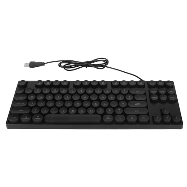Gaming Keyboard USB Rundt 87 taster Farverigt Baggrundsbelyst Ergonomisk Mekanisk Touch Wired Keyboard til Desktop Laptop PC Sort