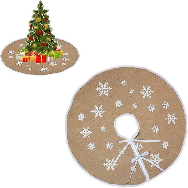 Julgransmatta - Premiumkvalitet 119 cm Diameter Vit Snöflingemönster För En Varm Traditionell Look - Perfekt Komplement Till Din Juldekoration