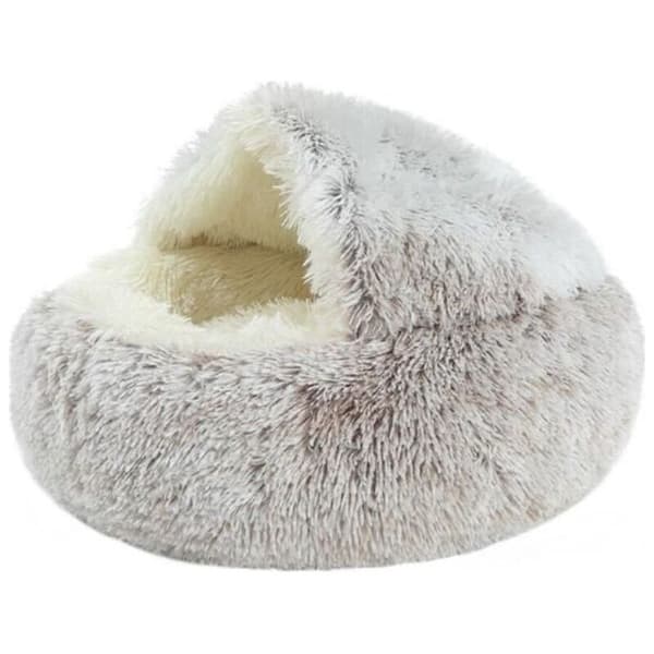 Hunde- og kattekurv, 80 cm, lysegrå, varm og behagelig, blød rund kattekurv