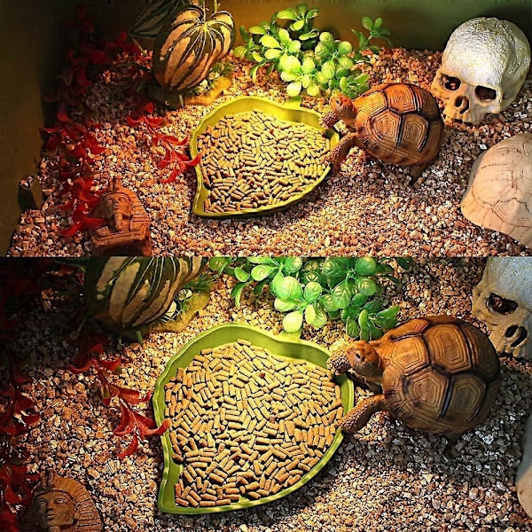 2 stk. Reptil Foderskål, Skildpadde Tilbehør, Blad Reptil Skål Mad, Skildpaddehus Drikkeskål, Reptil Vandskål til Skildpadder, Firben, Hamstere