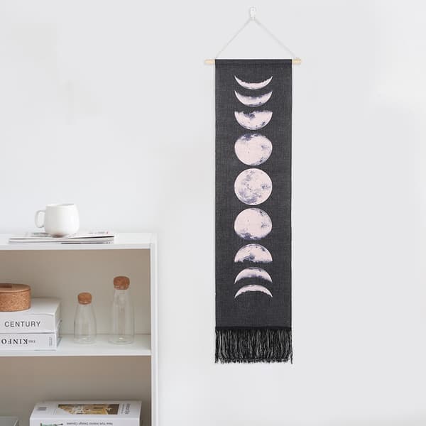 Hängande Måne Månmönster Väggbonad Display Sovsal Heminredning Svart