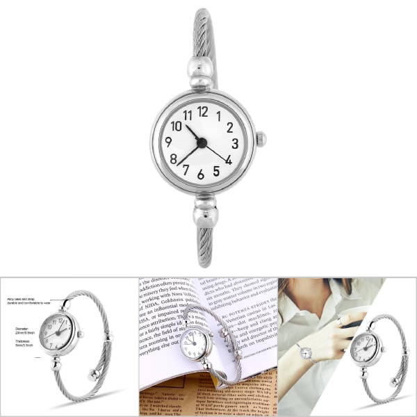 Analog rund kvartslegeringsrem åpen armbåndsur Armbåndsur (arabiske tall hvit urskive) Arabic Numerals White Dial