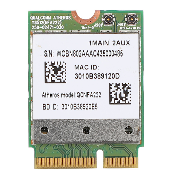 Qualcomm Atheros WIFI-kortille 2.4/5GHz Dual Band 802.11abgn Bluetooth 4.0:lle