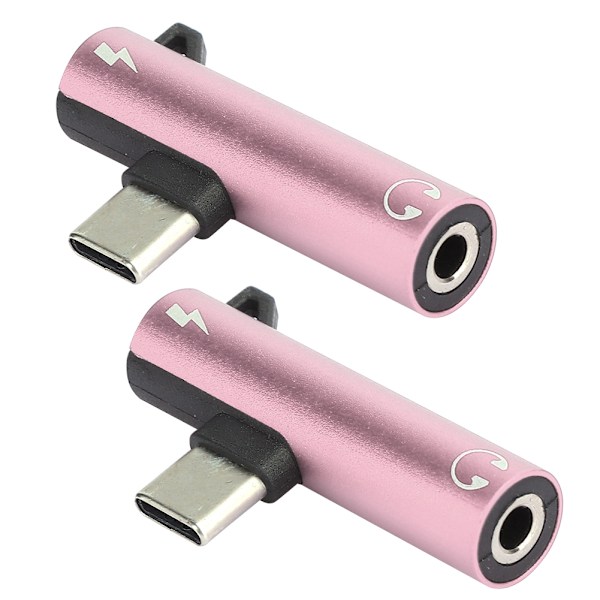 2 kpl 2-in-1 TypeC - 3,5 mm:n ääniaukon jakajakaapeli (vaaleanpunainen)
