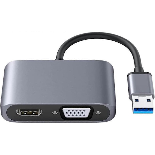 USB 3.0 - HDMI VGA -sovitin, USB - HDMI VGA -sovitin, tukee HDMI VGA:ta, 1080p Sync -ulostulo, yhteensopiva Windows 7/8/8.1/10 kanssa, videoadapteri