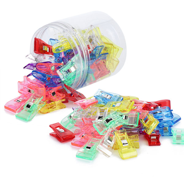 100 st Hemningsklämmor Yxform Färgad Plast Sömnad Tyg Hantverk Quiltning Tillbehör