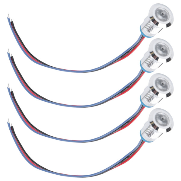 4 sæt forudkablede runde LED'er Vandtætte 2-farvede lys fælles anodeelektrode 12 mm 3-6V (rød og blå)