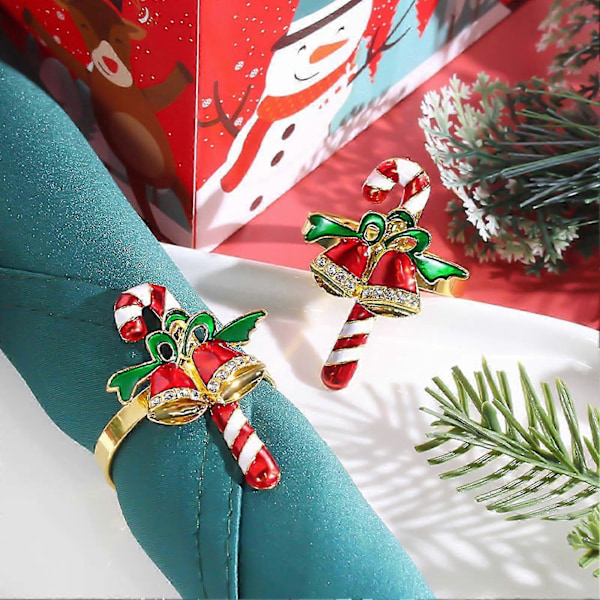 6 st Emaljerade Julservettringar Eleganta Julgrans Ren Snöflinga Servetthållare Jul Bröllopsfest Bordsdekoration A
