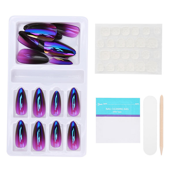 Gradient, spetsiga falska naglar tips , färgade heltäckande cover med nagelfilF745-20