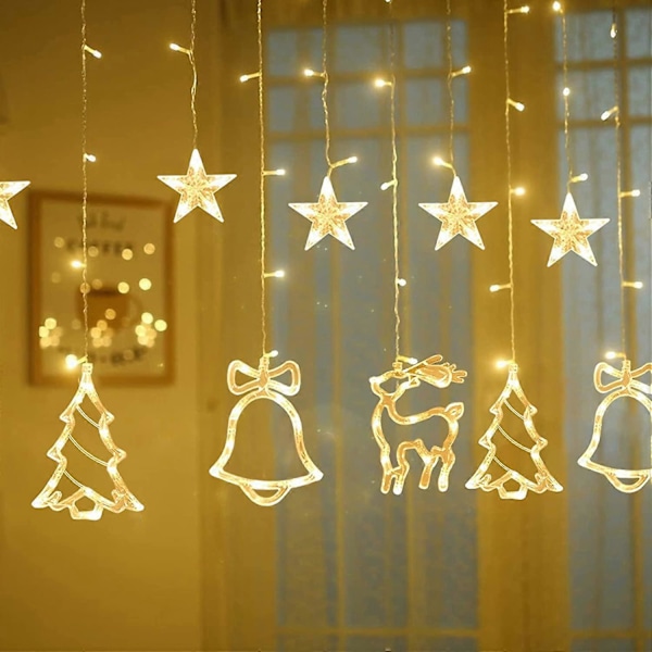 Julelys Garland, Lysgardin, LED Lysgardin, Juledekorasjon, Stjernelys, 4M 8 Lysmoduser
