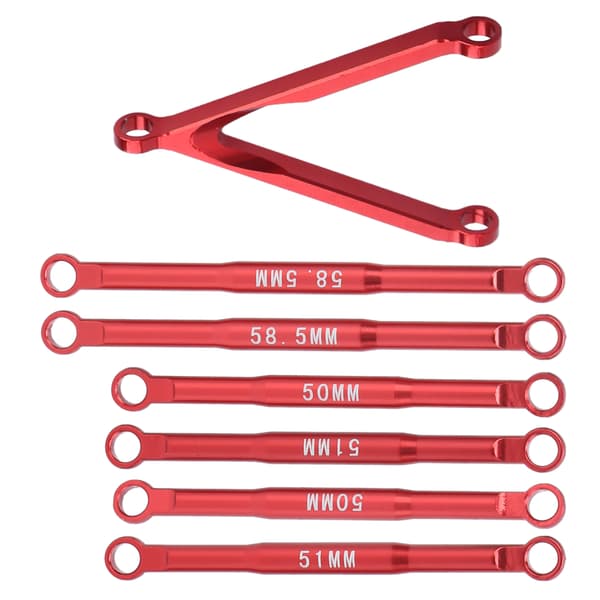 Aluminiumstangforbindelse Træk Dækstangsæt Affjedringsledssæt til AXIAL SCX24 1/24 RC BilRød