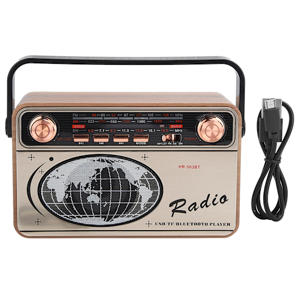 FM/AM/SW 3-bands radio - Bärbar USB-laddning Bluetooth-radio för U-diskminneskort