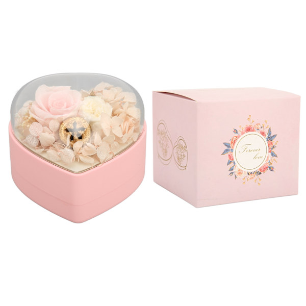 Rose Flower Box Hjerteformet Langvarig Flip Red Rose Flower Box for Valentinsdag Rosa