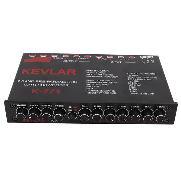 Bil Ljud Grafisk Equalizer Universal Lågpass 7-Bands Variabel Förstärkningsjustering Högnivåingång EQ för Stereosystem
