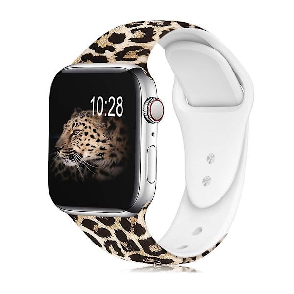 Silikon Leopard Print Urrem til Apple Watch 38mm/40mm, til Iwatch Rem SE/Serie 7 6 5 4 3 2 1