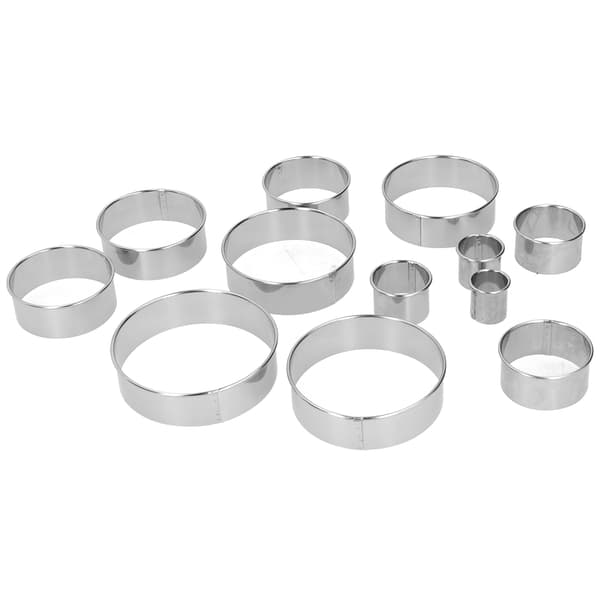 12 STK/sæt Mousse Ring i rustfrit stål Rund kageform Fondantkageudstikker Bageværktøj