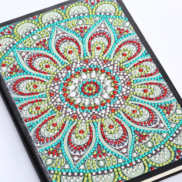 5D diamantmaleri notesbog skitsebog 50 sider DIY specialformet mandala blomstermønster diamantdagbog