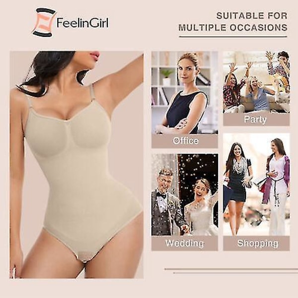 Sömlös fast magkontroll dam full body shaper bantningsdräkt 2XL hudfärg