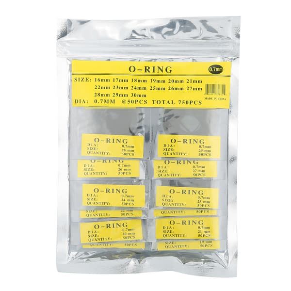 750 stk. 0,7 mm vanntette runde pakninger O-ring gummipakninger Ur-tilbehør