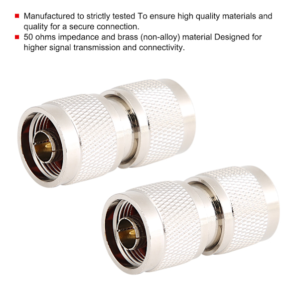 2st 50 ohm Mässing N Typ Hane till Hane Adapter Rak kontakt