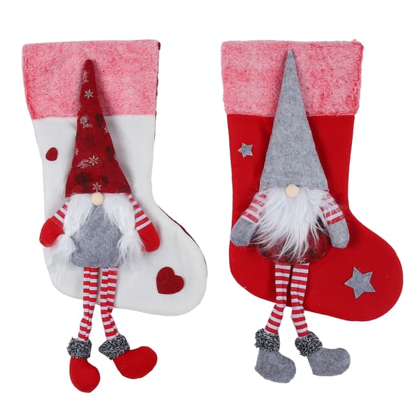 2 st julstrumpa jul ansiktslös tomte plyschdocka strumpor hängande prydnader