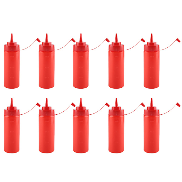 340 ml 10 stk / sæt plastik krydderidispenser til sauce, olie, fløde, eddike (rød)