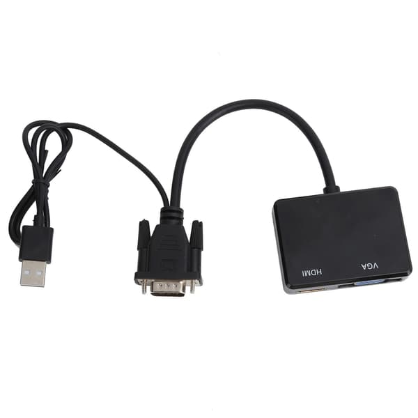 VGA til VGA High Definition Multimedia Interface Splitter Konverter Understøtter Dobbelt Skærmadapter Sort